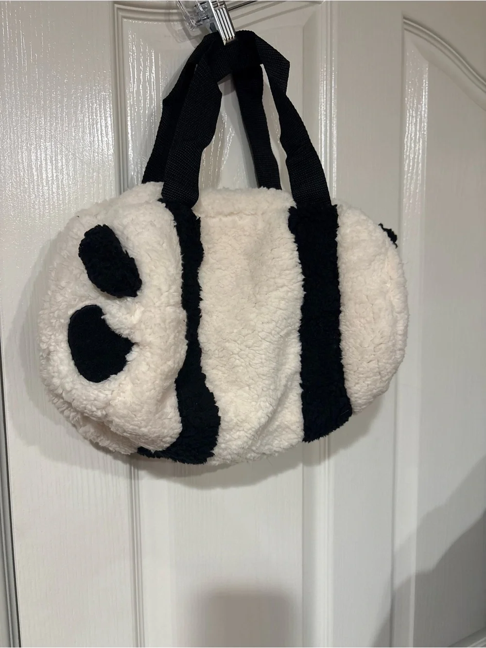 NWOT- Kids Plush Panda Tote Bag in White and Black